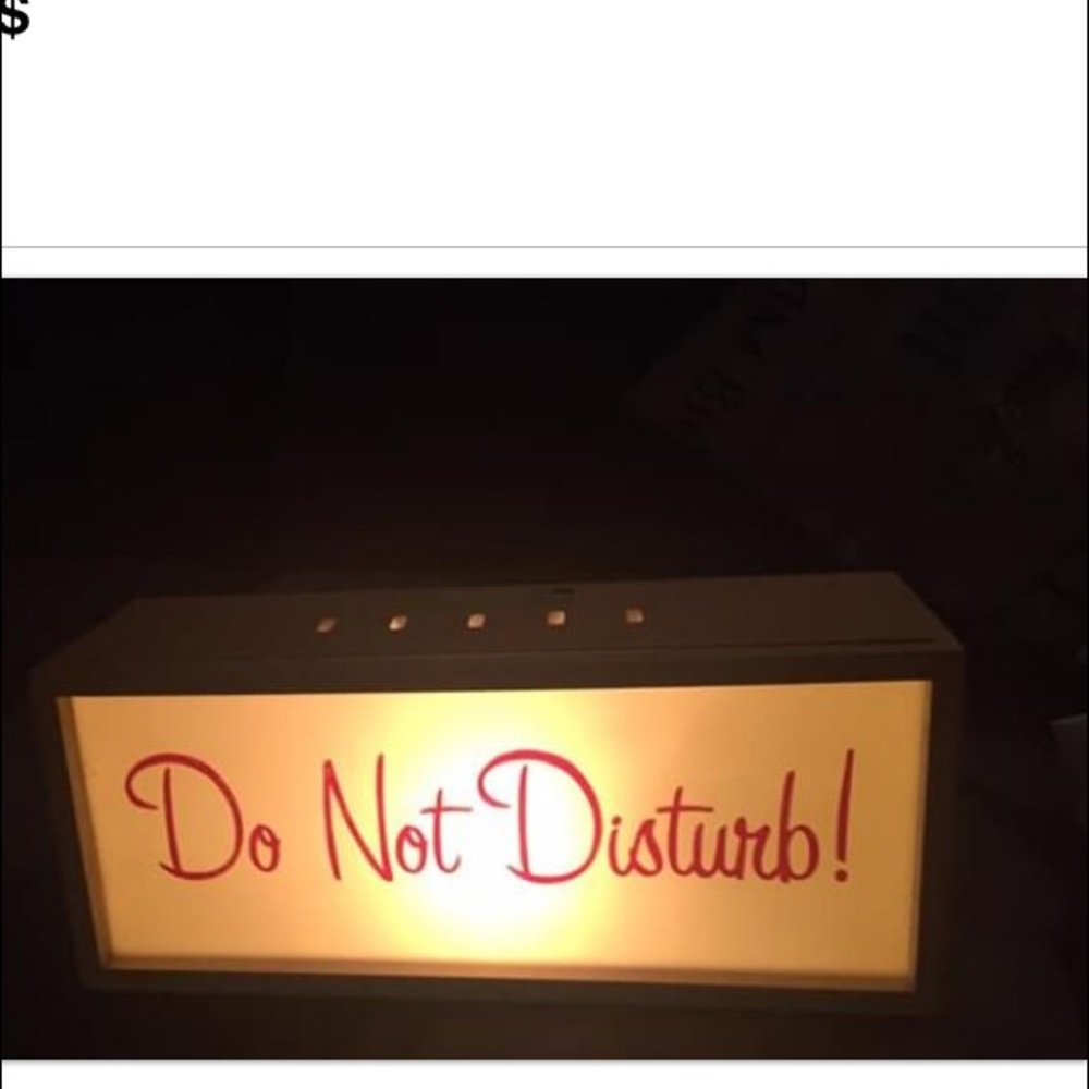 Light tan/cream woodgrain Do Not Disturb lite/sign